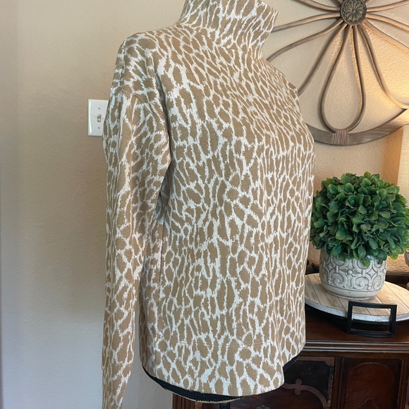 New with Tag Loft Tan & White Animal Print High Neck Lightweight Sweater - Picture 5 of 13